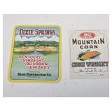 2 NOS Whiskey Bottle Labels