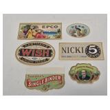 6 NOS Cigar Box Labels