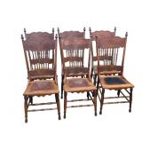 6 Pressed Back Oak Dining Chairs