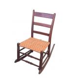 Primitive Wooden Sewing Rocker with Woven Seat