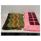 2 Handmade Crochet Afghan Blankets