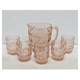 Pink Depression Windsor Diamond Water Set