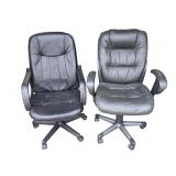 2 Black Faux Leather Rolling Office Chairs