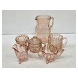 Assorted Pink Depression Glass Items