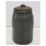 Early Gray Stoneware Wax Seal Jar with Lid