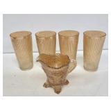 Peach Lustre Tumblers and Pitcher