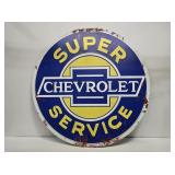 Chevrolet Super Service Embossed Metal Sign