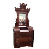 1800's Victorian Glove Box Dresser with Mirror