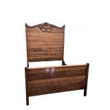1900's Ornate Oak High Back Bed