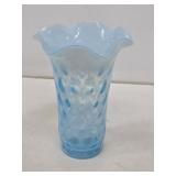 Blue Opalescent Art Glass Vase
