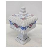 Hand Painted Milk Glass Covered Candy Dish