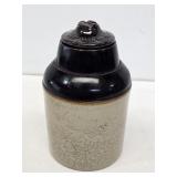 Brown & White Stoneware Bail Jar with Lid