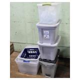 Assorted Plastic Storage Totes