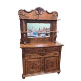 1900's Tiger Oak Sideboard with Mirror