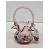 Fenton Art Glass Hand Painted Basket