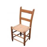 Primitive Wooden Ladder Back Chair with Woven Seat