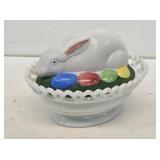 Vintage Milk Glass Easter Bunny on the Nest