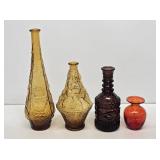 4 Mid-Century Glass Liquor Decanters