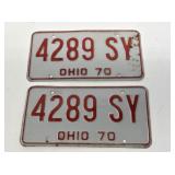 1970 Ohio Matched License Plate Set