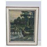 Early Framed Deer Print