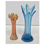 2 Colored Art Glass Vases