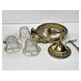 1930's Brass 3 Arm Light Fixture