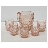 Pink Depression Glass Windsor Diamond Water Set