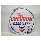 Chevron Gasolines Embossed Metal Sign