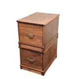 Oak 2 Drawer Stacking File Cabinet