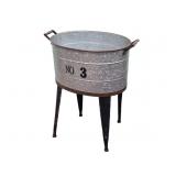Metal Decorative Wash Tub with Stenciling