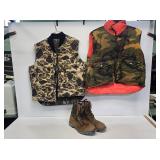 2 Camo Hunting Vests and Boots