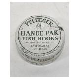 Early Pflueger Fish Hook Tin with Hooks