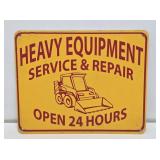 Heavy Equipment Repair Metal Sign