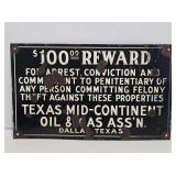 Texas Oil Co. $100 Reward SSP Sign