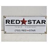 Red Star Fence Embossed Metal Sign