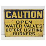 Caution Water Valves Metal Sign