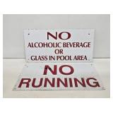 2 Metal Swimming Pool Signs