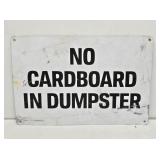 No Cardboard Metal Sign