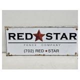 Red Star Fence Embossed Metal Sign