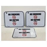 3 Canada No Smoking or Vaping Metal Street Signs