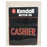Kendall Motor Oil Cashier Embossed Metal Sign