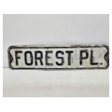 Forest Pl. Embossed Metal Street Sign