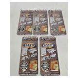 5 New Fossil Embossed Metal Signs