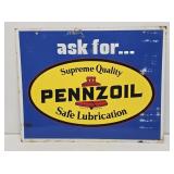 Ask For Pennzoil Double Sided Metal Sign