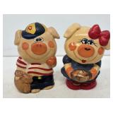 2 Ceramic Pig Coin Banks