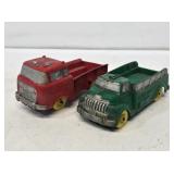 2 Early Auburn Rubber Fire Truck Toys