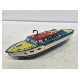 Early Tin J. Chein Wind-Up Toy Boat