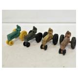 4 Early Auburn Rubber Toy Tractors