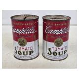 2 Campbell's Tomato Soup Can Coin Banks