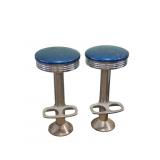 (2) 1950's Soda Fountain Stools with Chrome Bases
